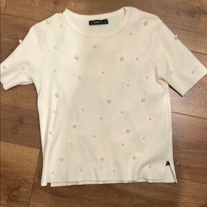 Zara Cream Gold Embellished Shirt